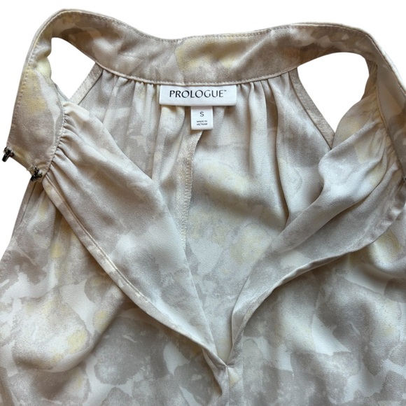 Prologue Ivory Yellow Floral Halter Dress Gray Ladies Small Cottage Girlhood - Picture 3 of 11